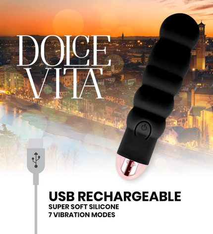 DOLCE VITA - VIBRATEUR RECHARGEABLE SIX NOIR 7 VITESSES by DOLCE VITA