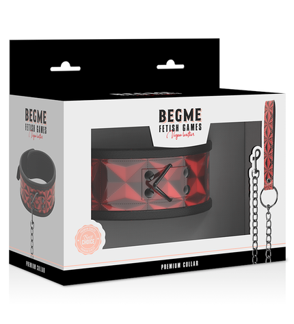 BEGME - COLLIER EN CUIR VÉGAN PREMIUM ÉDITION ROUGE AVEC DOUBLURE EN NÉOPRÈNE by BEGME RED EDITION