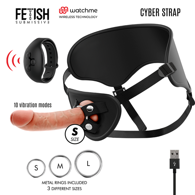 FETISH SUBMISSIVE CYBER STRAP - HARNAIS AVEC TÉLÉCOMMANDE DILDO WATCHME S TECHNOLOGIE by FETISH SUBMISSIVE CYBER STRAP