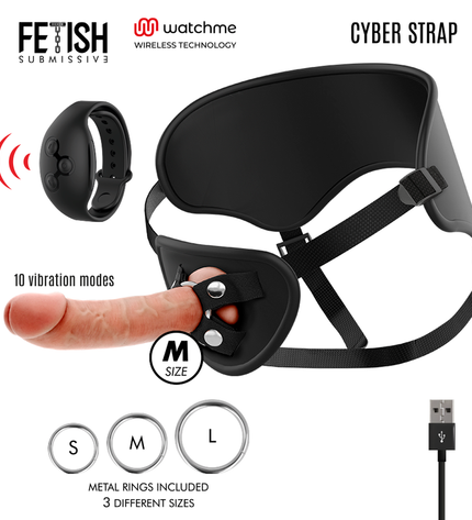 FETISH SUBMISSIVE CYBER STRAP - HARNAIS AVEC TÉLÉCOMMANDE DILDO WATCHME M TECHNOLOGIE by FETISH SUBMISSIVE CYBER STRAP