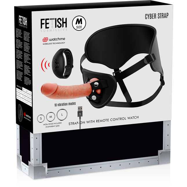 FETISH SUBMISSIVE CYBER STRAP - HARNAIS AVEC TÉLÉCOMMANDE DILDO WATCHME M TECHNOLOGIE by FETISH SUBMISSIVE CYBER STRAP