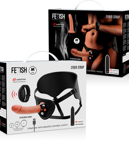 FETISH SUBMISSIVE CYBER STRAP - HARNAIS AVEC GODE ET TÉLÉCOMMANDE BULLET TECHNOLOGIE WATCHME M by FETISH SUBMISSIVE