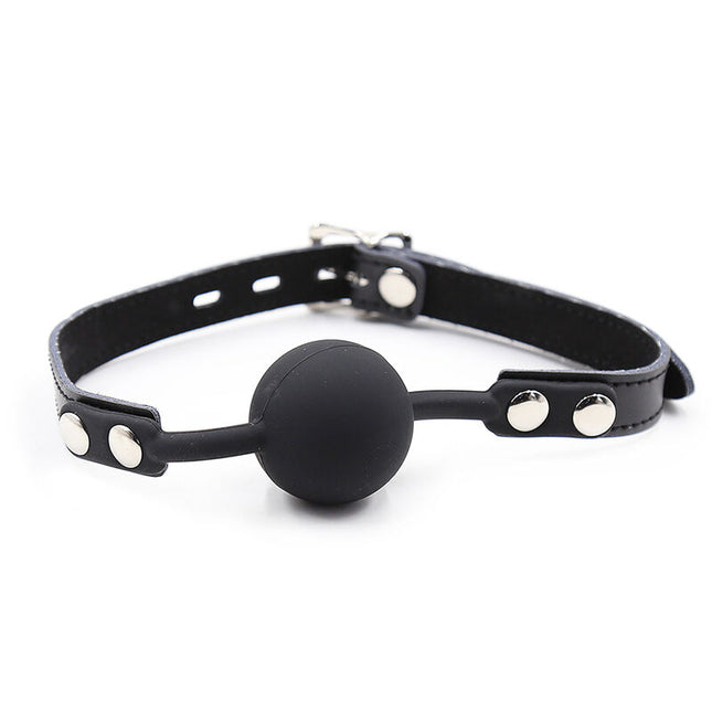 OHMAMA FETISH - BÂILLON BALLE EN SILICONE AVEC CEINTURE EN CUIR (CADENAS INCLUS) by OHMAMA FETISH