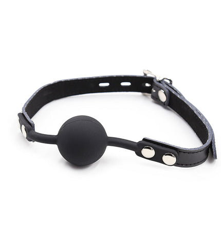 OHMAMA FETISH - BÂILLON BALLE EN SILICONE AVEC CEINTURE EN CUIR (CADENAS INCLUS) by OHMAMA FETISH