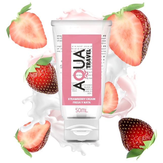 AQUA TRAVEL - LUBRIFIANT À BASE D''EAU SAVEUR CRÈME DE FRAISE - 50 ML by AQUA TRAVEL
