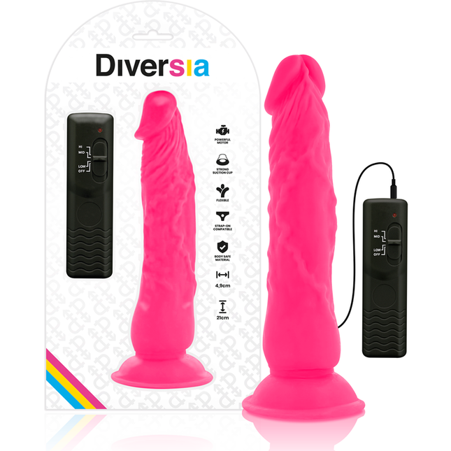 DIVERSIA - DILDO VIBRANT FLEXIBLE ROSE 21 CM -O- 4.9 CM by DIVERSIA
