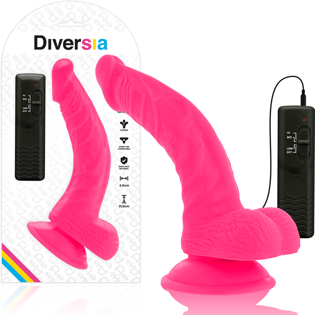 DIVERSIA - DILDO VIBRANT FLEXIBLE ROSE 21.5 CM -O- 4.5 CM by DIVERSIA
