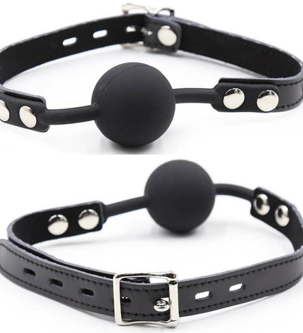 OHMAMA FETISH - BÂILLON BALLE EN SILICONE AVEC CEINTURE EN CUIR (CADENAS INCLUS) by OHMAMA FETISH