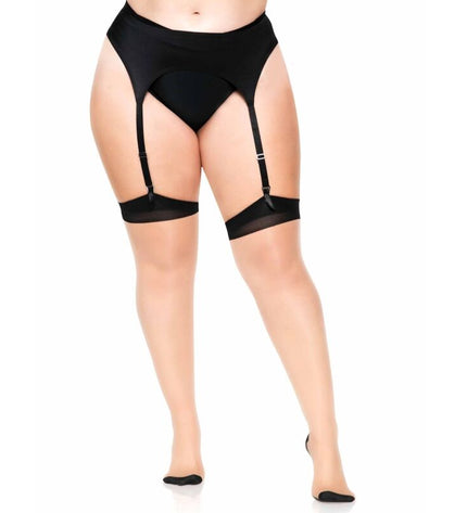 LEG AVENUE - PLUS LYCRA SHEER 2 TONS CUISSES HAUTES AVEC COUTURE ARRIÈRE ET TALON CUBAIN - Concombre Boutique