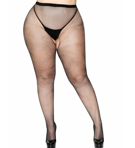 LEG AVENUE - PANTALON EN MESH AVEC OUVERTURE  LENTREJAMBE PLUS - Concombre Boutique