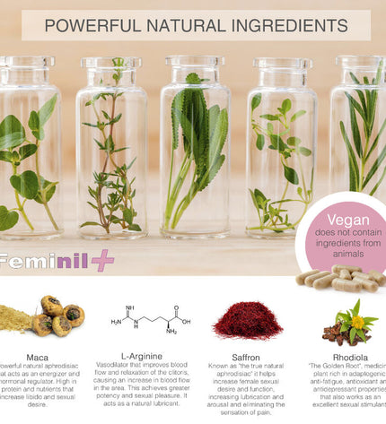 500 COSMETICS - FEMINIL+ AMÉLIORATION DE LA LIBIDO SEXUELLE FÉMININE - 30 CAPSULES - Concombre Boutique