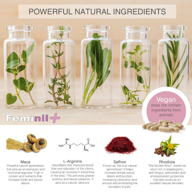 500 COSMETICS - FEMINIL+ AMÉLIORATION DE LA LIBIDO SEXUELLE FÉMININE - 30 CAPSULES - Concombre Boutique