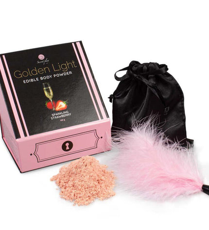 SECRETPLAY - GOLDEN LIGHT KIT POUDRE COMESTIBLE ET PLUME DE FRAISE PÉTILLANTE by SECRETPLAY 100% GAMES