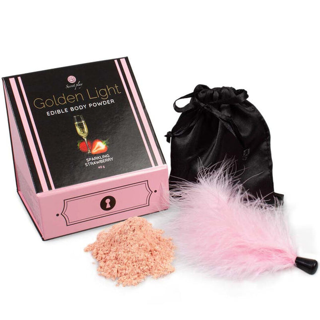 SECRETPLAY - GOLDEN LIGHT KIT POUDRE COMESTIBLE ET PLUME DE FRAISE PÉTILLANTE by SECRETPLAY 100% GAMES