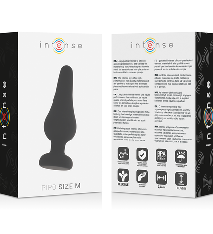 INTENSE - PLUG ANAL PIPO M SILICONE NOIR 11 CM - Concombre Boutique