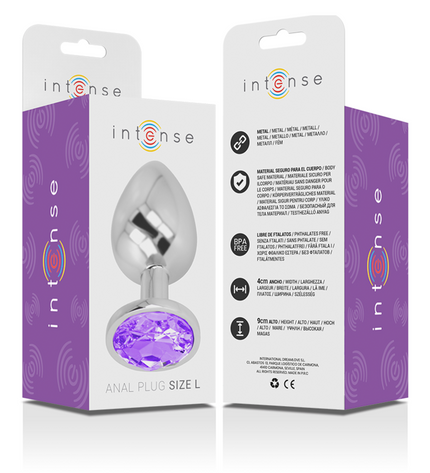 INTENSE - PLUG ANAL EN MÉTAL ALUMINIUM AVEC CRISTAL VIOLET TAILLE L by INTENSE ANAL TOYS