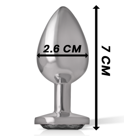 INTENSE - PLUG ANAL EN MÉTAL ALUMINIUM AVEC CRISTAL NOIR TAILLE S by INTENSE ANAL TOYS