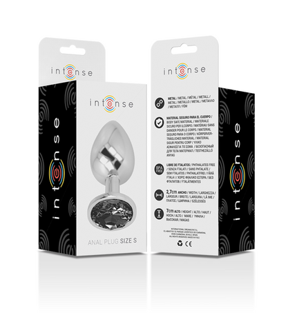 INTENSE - PLUG ANAL EN MÉTAL ALUMINIUM AVEC CRISTAL NOIR TAILLE S by INTENSE ANAL TOYS