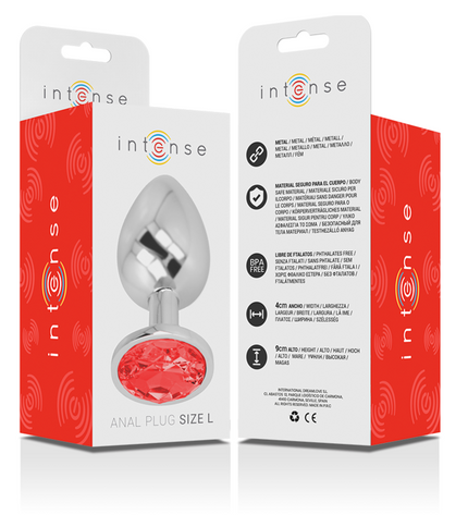INTENSE - PLUG ANAL EN MÉTAL ALUMINIUM AVEC CRISTAL ROUGE TAILLE L by INTENSE ANAL TOYS