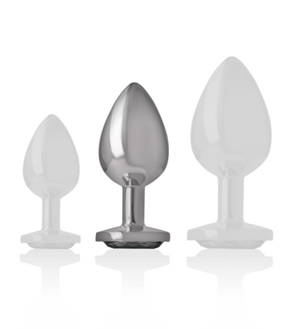 INTENSE - PLUG ANAL EN MÉTAL ALUMINIUM AVEC VERRE NOIR TAILLE M by INTENSE ANAL TOYS