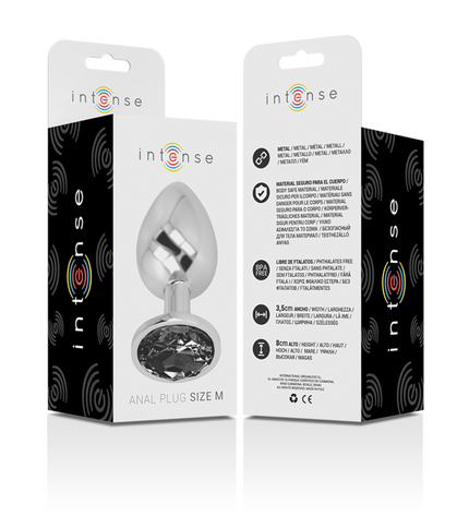 INTENSE - PLUG ANAL EN MÉTAL ALUMINIUM AVEC VERRE NOIR TAILLE M by INTENSE ANAL TOYS