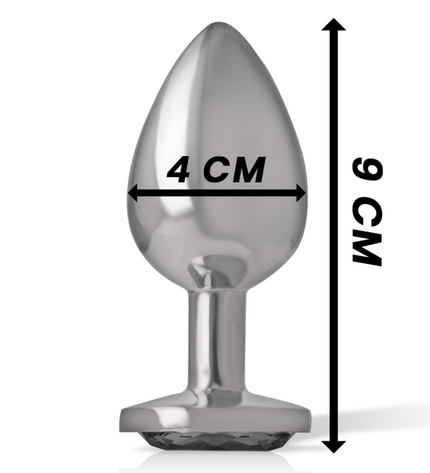 INTENSE - PLUG ANAL EN MÉTAL ALUMINIUM AVEC VERRE NOIR TAILLE L by INTENSE ANAL TOYS