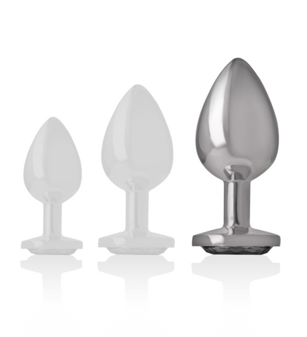 INTENSE - PLUG ANAL EN MÉTAL ALUMINIUM AVEC VERRE NOIR TAILLE L by INTENSE ANAL TOYS