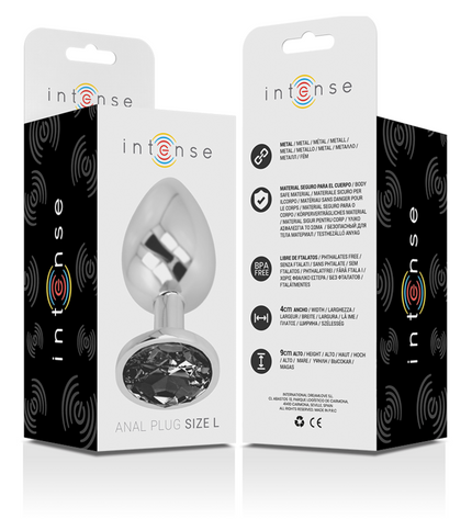 INTENSE - PLUG ANAL EN MÉTAL ALUMINIUM AVEC VERRE NOIR TAILLE L by INTENSE ANAL TOYS