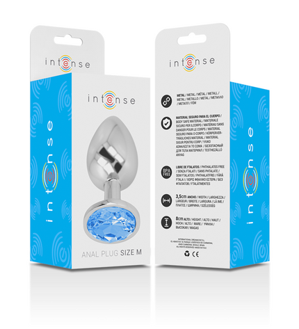INTENSE - PLUG ANAL EN MÉTAL ALUMINIUM AVEC VERRE BLEU TAILLE M by INTENSE ANAL TOYS