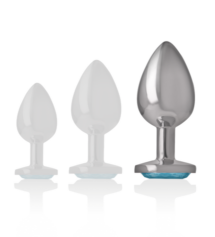 INTENSE - PLUG ANAL EN MÉTAL ALUMINIUM AVEC CRISTAL BLEU TAILLE L by INTENSE ANAL TOYS