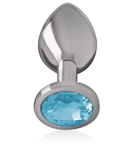 INTENSE - PLUG ANAL EN MÉTAL ALUMINIUM AVEC CRISTAL BLEU TAILLE L by INTENSE ANAL TOYS