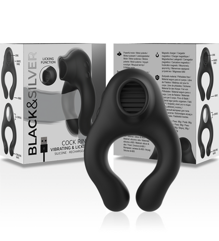 BLACK&SILVER - ANNEAU VIBRATEUR EN SILICONE 3 MOTEURS RECHARGEABLE NOIR by BLACK&SILVER