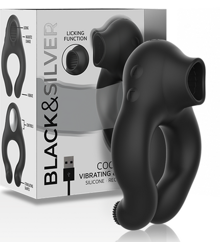 BLACK&SILVER - ANNEAU VIBRATEUR EN SILICONE 3 MOTEURS RECHARGEABLE NOIR by BLACK&SILVER
