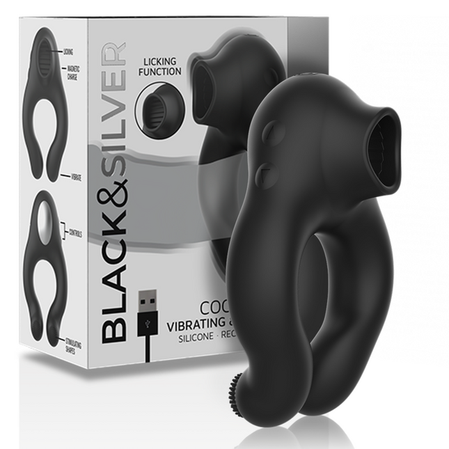 BLACK&SILVER - ANNEAU VIBRATEUR EN SILICONE 3 MOTEURS RECHARGEABLE NOIR by BLACK&SILVER