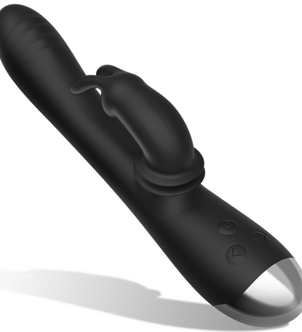 BLACK&SILVER - DJ. STIMULATEUR DE LAPIN RECHARGEABLE EN SILICONE ADAM NOIR by BLACK&SILVER