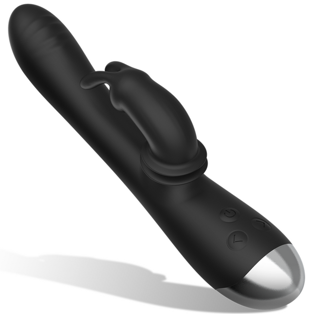BLACK&SILVER - DJ. STIMULATEUR DE LAPIN RECHARGEABLE EN SILICONE ADAM NOIR by BLACK&SILVER
