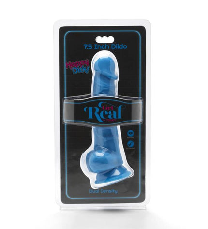 GET REAL - HAPPY DICKS 19 CM AVEC BALLES BLEU by GET REAL