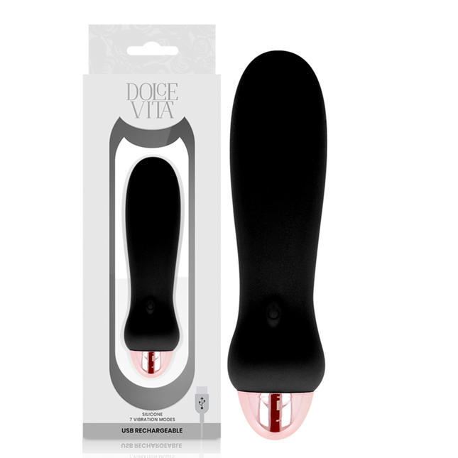 DOLCE VITA - VIBRATEUR RECHARGEABLE CINQ NOIR 7 VITESSES by DOLCE VITA