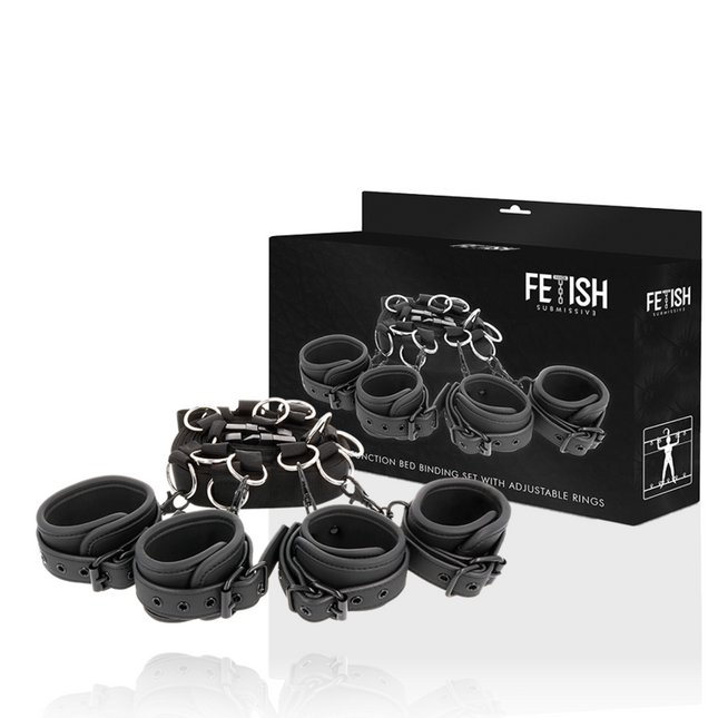 FETISH SUBMISSIVE - ENSEMBLE DE LIENS DE LIT DE LUXE AVEC DOUBLURE EN NOPRÈNE - Concombre Boutique