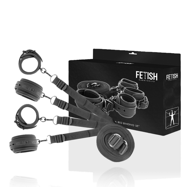 FETISH SUBMISSIVE - ENSEMBLE DE MENOTTES ET LIENS AVEC DOUBLURE EN NOPRÈNE - Concombre Boutique