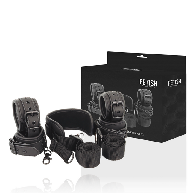 FETISH SUBMISSIVE - POSITION MAÎTRE AVEC 4 MENOTTES DOUBLÉES DE NOPRÈNE - Concombre Boutique