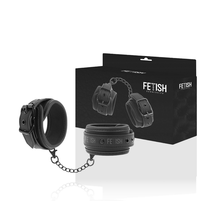 FETISH SUBMISSIVE - MENOTTES EN CUIR VÉGÉTALIEN AVEC DOUBLURE EN NOPRÈNE - Concombre Boutique
