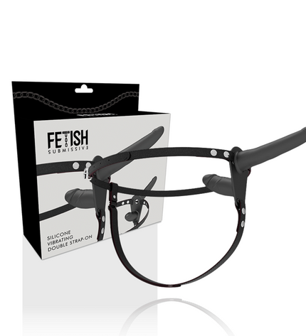 FETISH SUBMISSIVE HARNESS - VIBRATEUR NOIR DOUBLE PÉNÉTRATION by FETISH SUBMISSIVE HARNESS