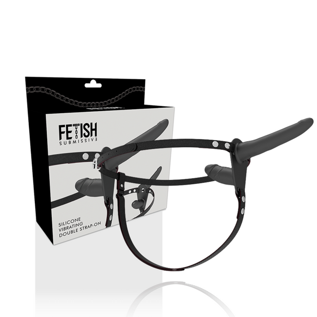 FETISH SUBMISSIVE HARNESS - VIBRATEUR NOIR DOUBLE PÉNÉTRATION by FETISH SUBMISSIVE HARNESS