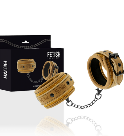 FETISH SUBMISSIVE ORIGEN - MENOTTES DE CHEVILLE EN CUIR VÉGÉTALIEN AVEC DOUBLURE EN NÉOPRÈNE by FETISH SUBMISSIVE ORIGIN