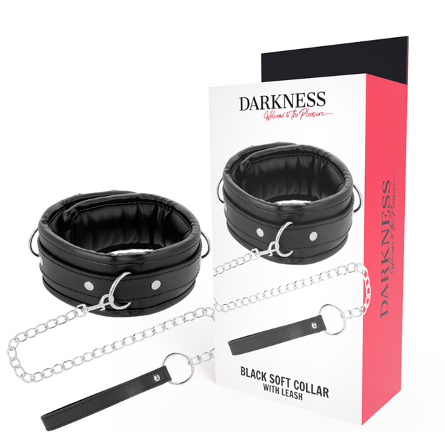 DARKNESS - COLLIER EN CUIR SOUPLE AVEC CHAÎNE by DARKNESS BONDAGE