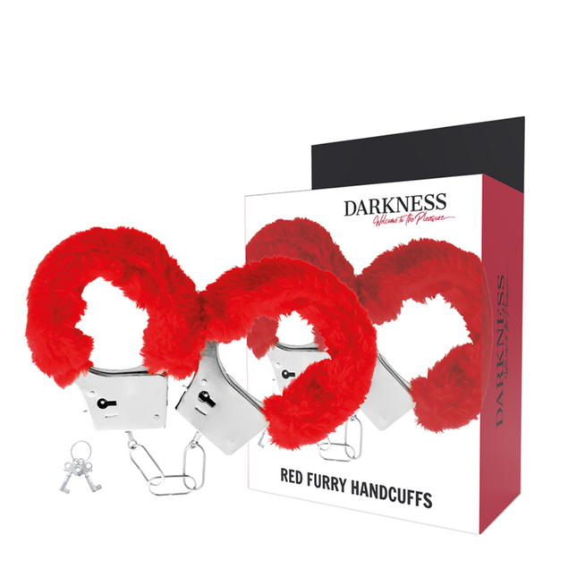 DARKNESS - MENOTTES EN MÉTAL DOUBLÉES ROUGES by DARKNESS BONDAGE