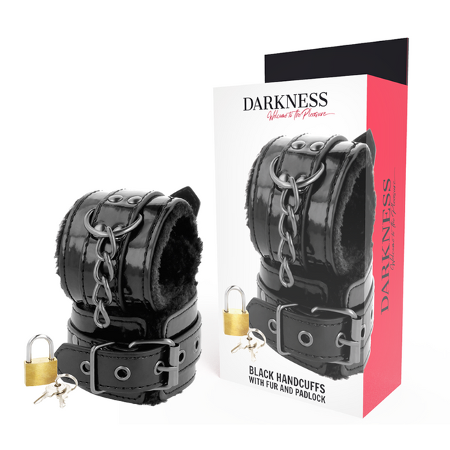DARKNESS - MENOTTES AJUSTABLES EN CUIR NOIR AVEC CADENAS by DARKNESS BONDAGE