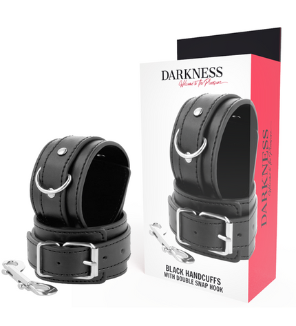 DARKNESS - MENOTTES RÉGLABLES NOIRES AVEC DOUBLE RUBAN DE RENFORT by DARKNESS BONDAGE