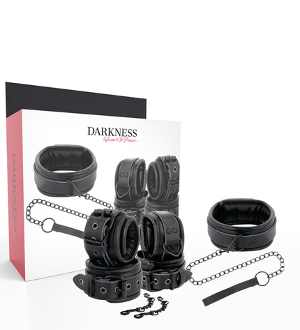 DARKNESS - MENOTTES ET COLLIER EN CUIR NOIR by DARKNESS